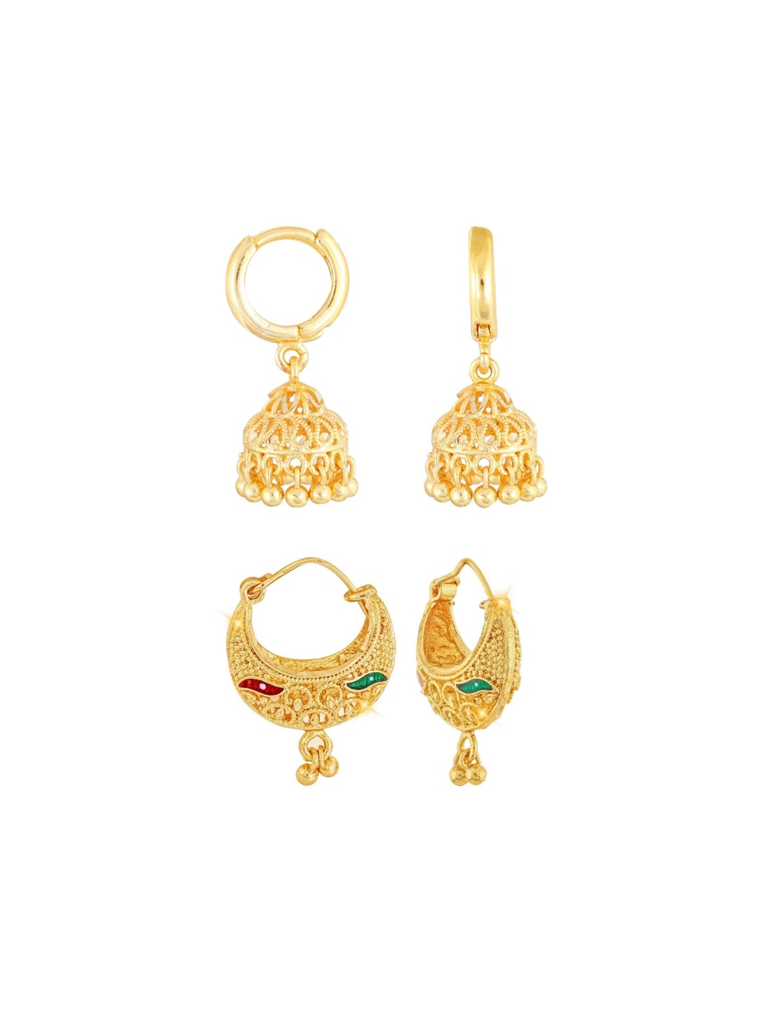 

Vighnaharta Set of 2 Gold Plated Jhumkas & Chandbalis