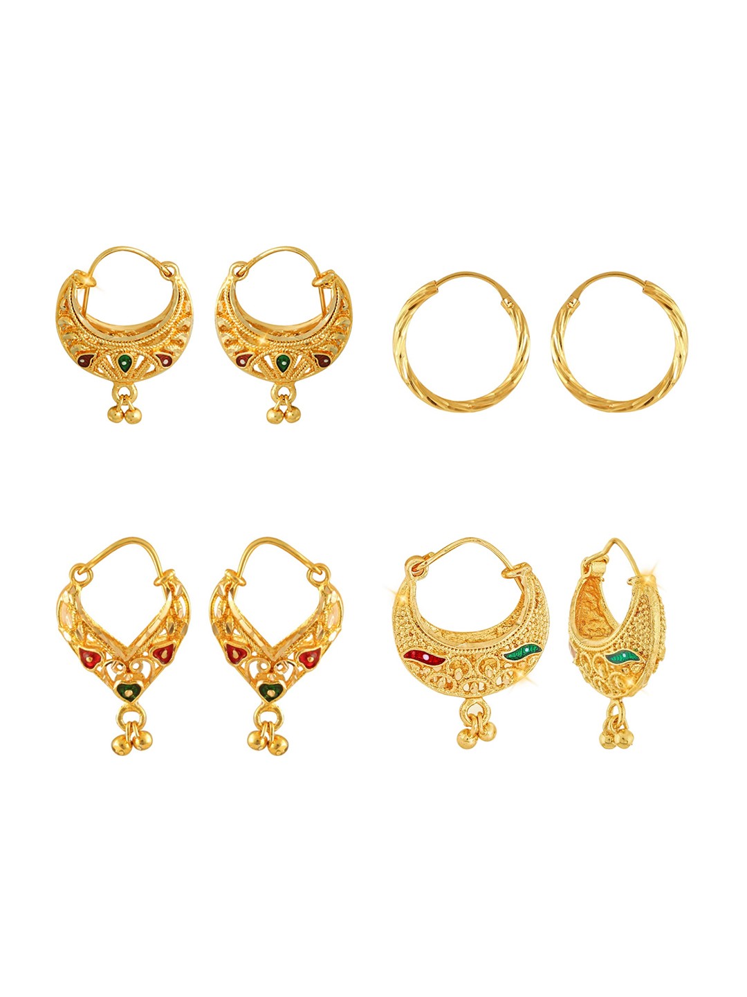 

Vighnaharta Pack Of 4 Gold-Plated Earrings