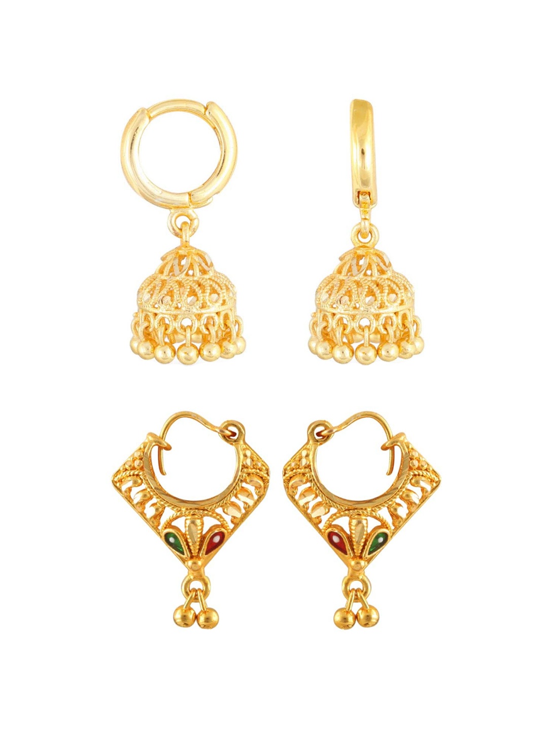 

Vighnaharta Set Of 2 Gold Plated Hoop Earrings