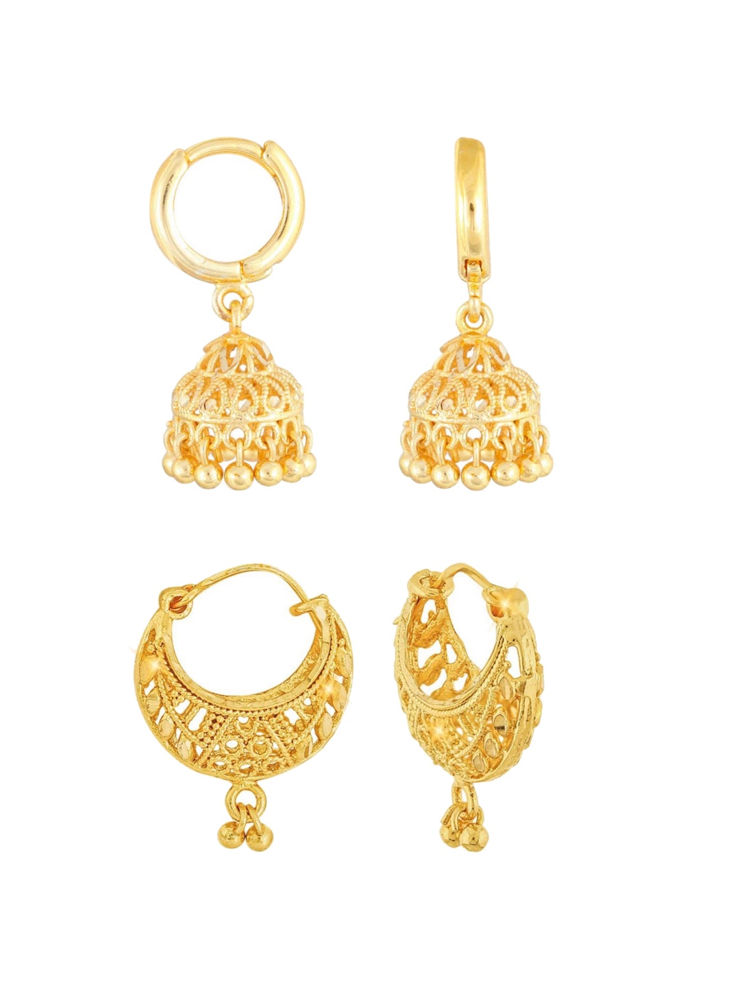 Vighnaharta Set of 2 Gold Plated Jhumkas & Chandbalis