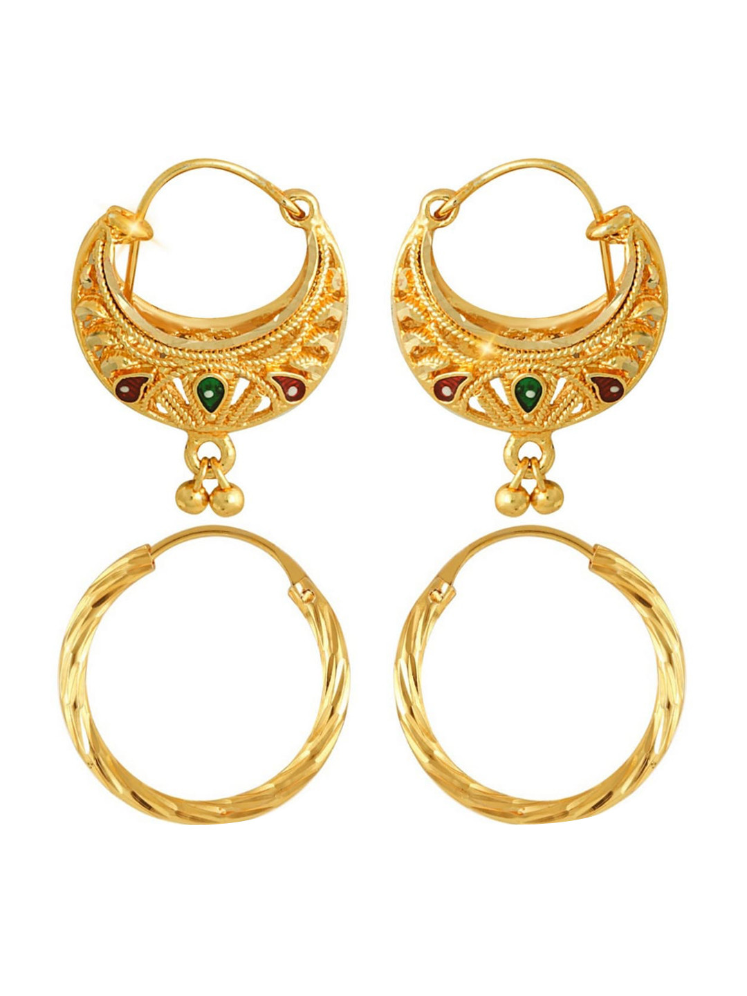 

Vighnaharta Pack Of 2 Gold-Plated Earrings