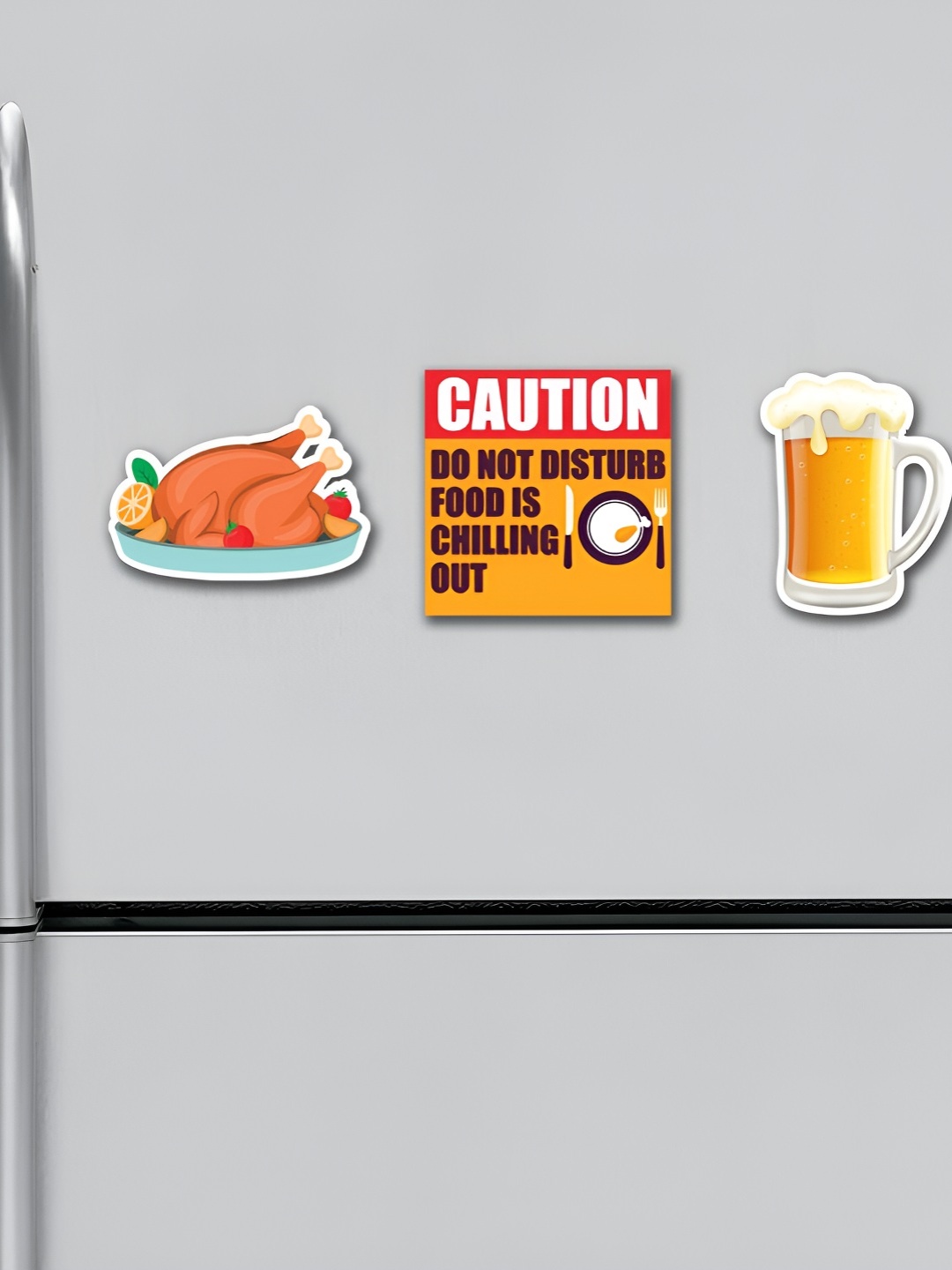 

ARTBUG Brown & Yellow 3 Pieces Printed Decorative Magnets
