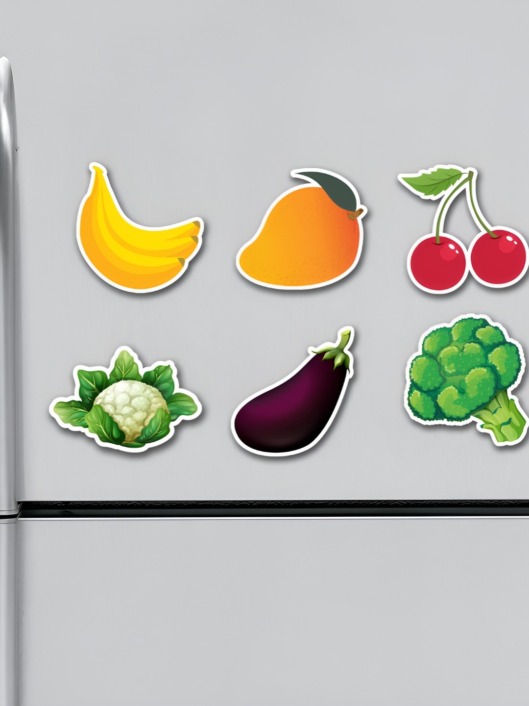 

ARTBUG 6 Pieces Green & Red Fruits & Vegetables Printed Decorative Magnets