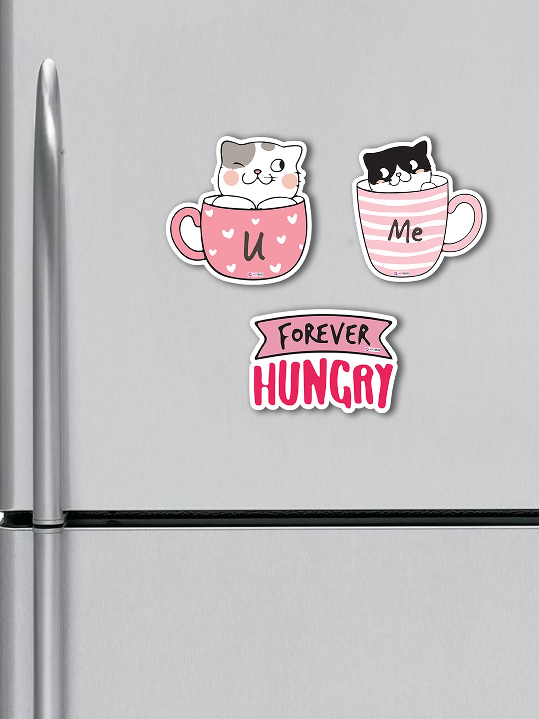 

ARTBUG 3 Pcs Pink & White Printed Decorative Magnets