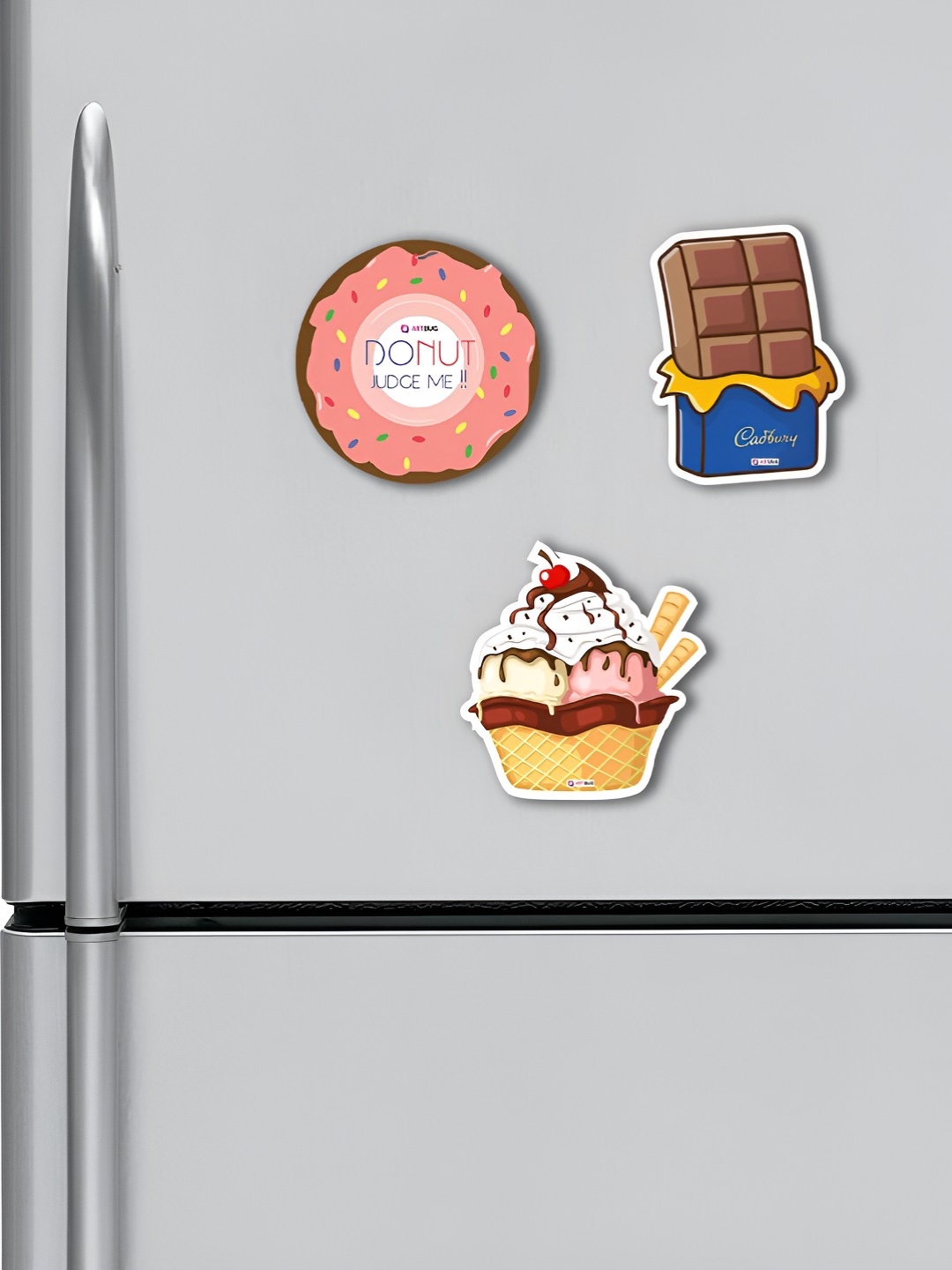 

ARTBUG Brown & Pink 3 Pieces Printed MDF Wood Decorative Fridge Magnets