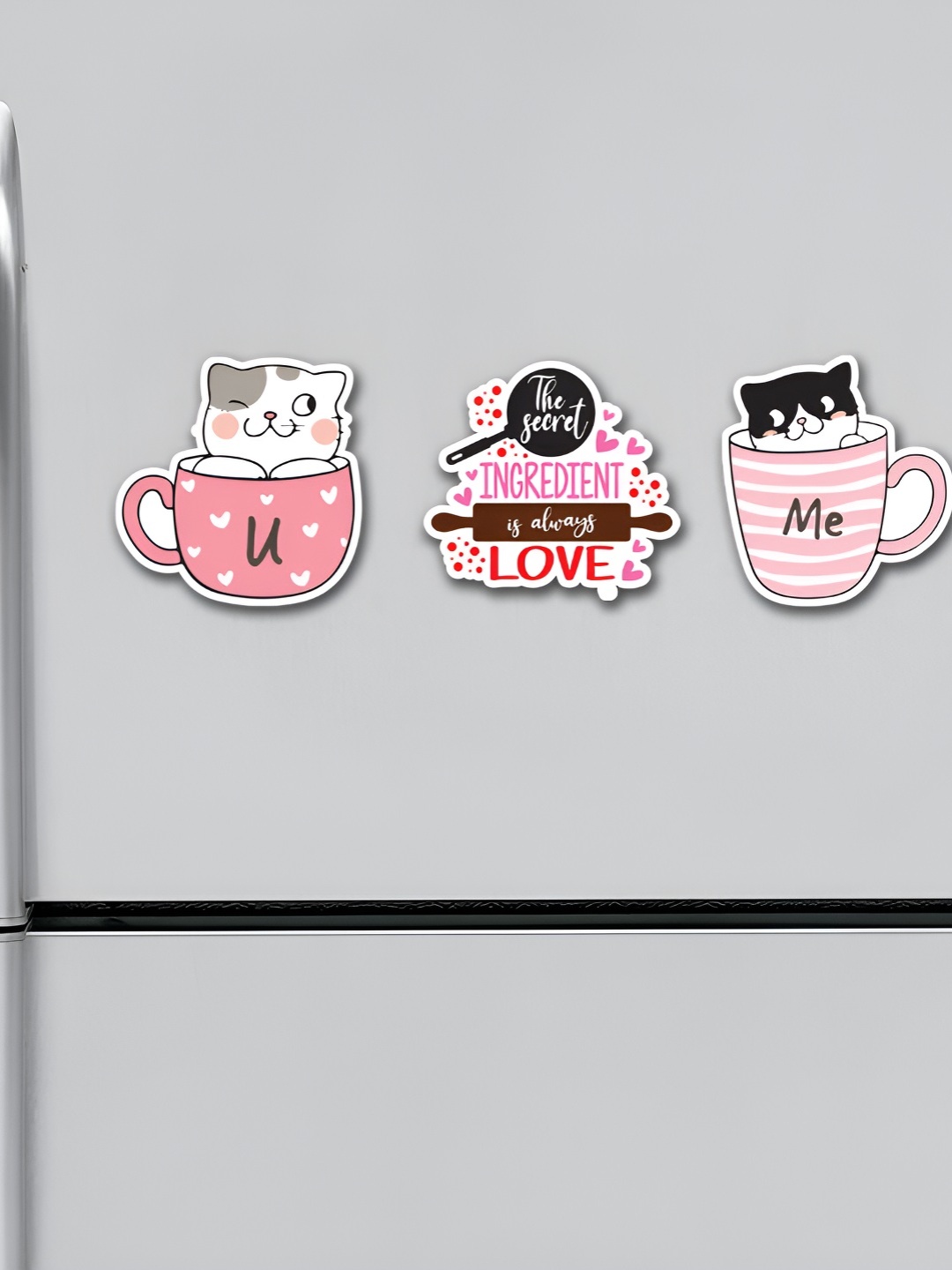 

ARTBUG White & Pink 3 Pieces Patterned Fridge Magnets