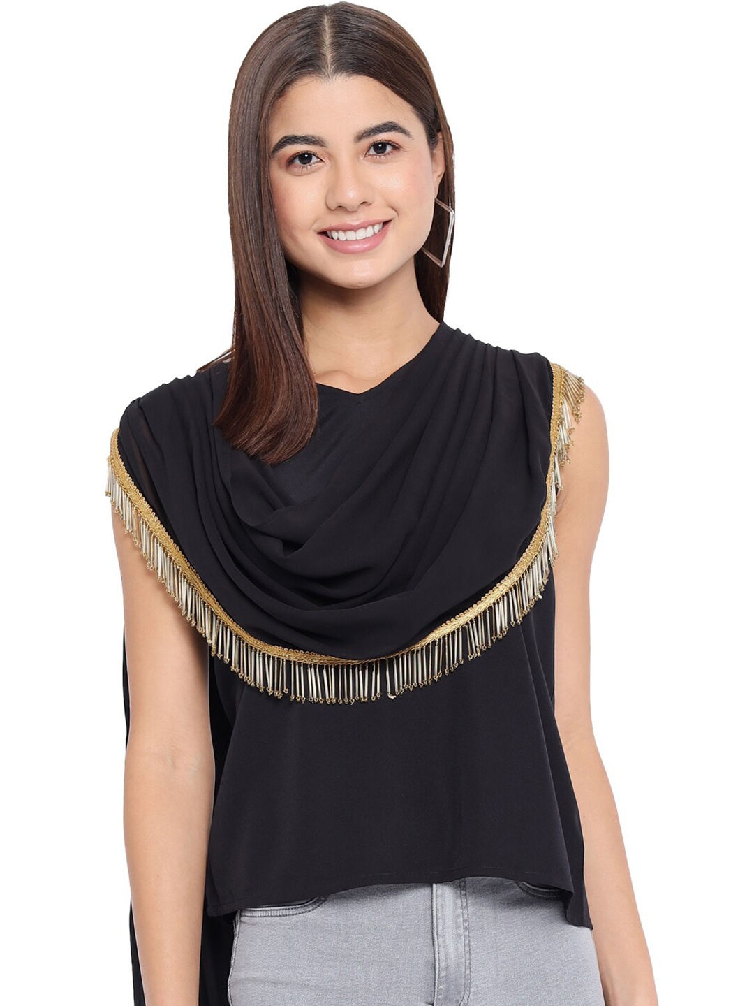 

BAESD Cowl Neck Sleeveless Top, Black