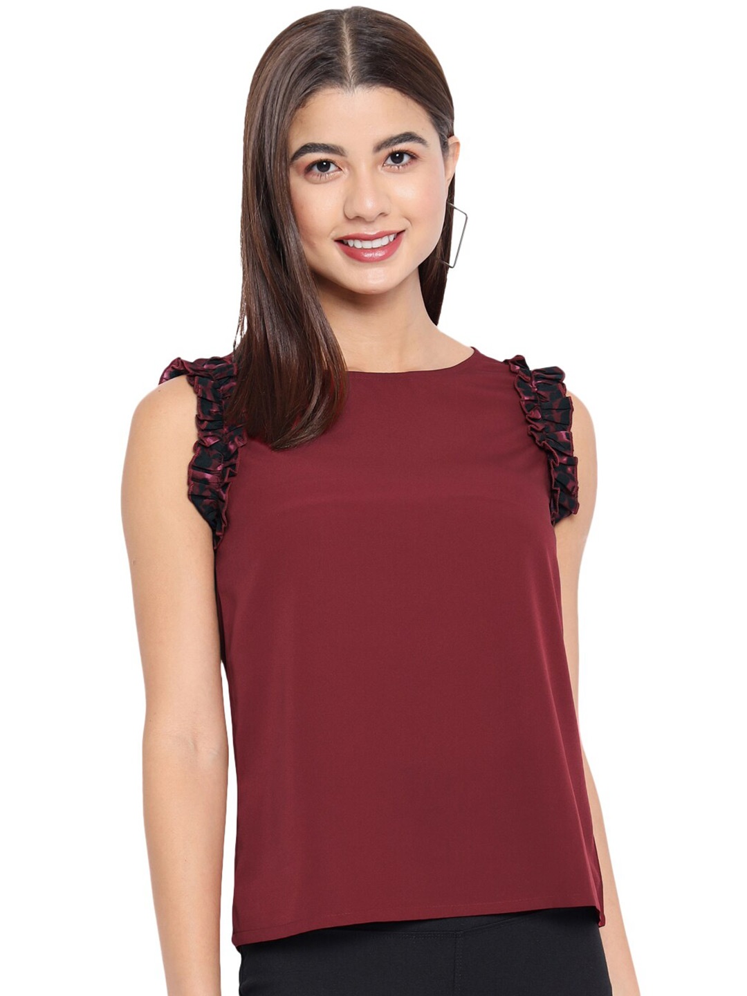 

BAESD Ruffles Detail Sleeveless Top, Red