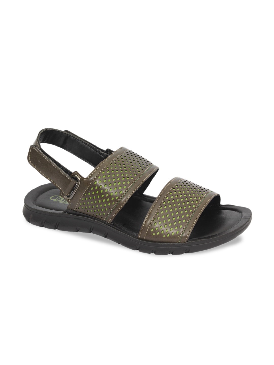 

Inblu Men Textured Lightweight & Anti Skid Comfort Sandals With Velcro Closure, Olive