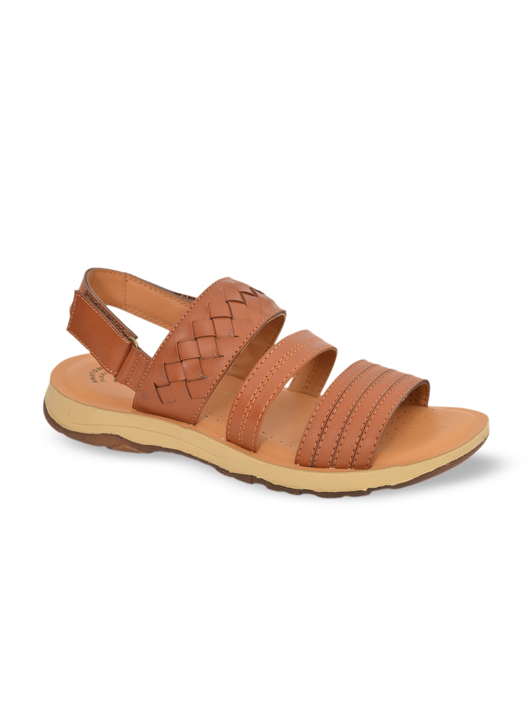 

Inblu Men Textured Lightweight & Anti Skid Comfort Sandals With Velcro Closure, Tan