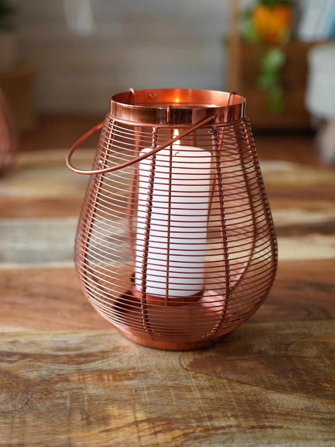 

BEHOMA Large Copper Cage Candle Holder