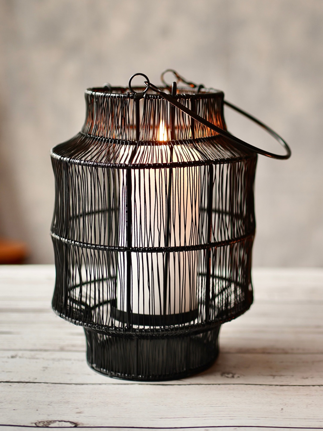 

BEHOMA Black Textured Vintage Lantern Table Lamp