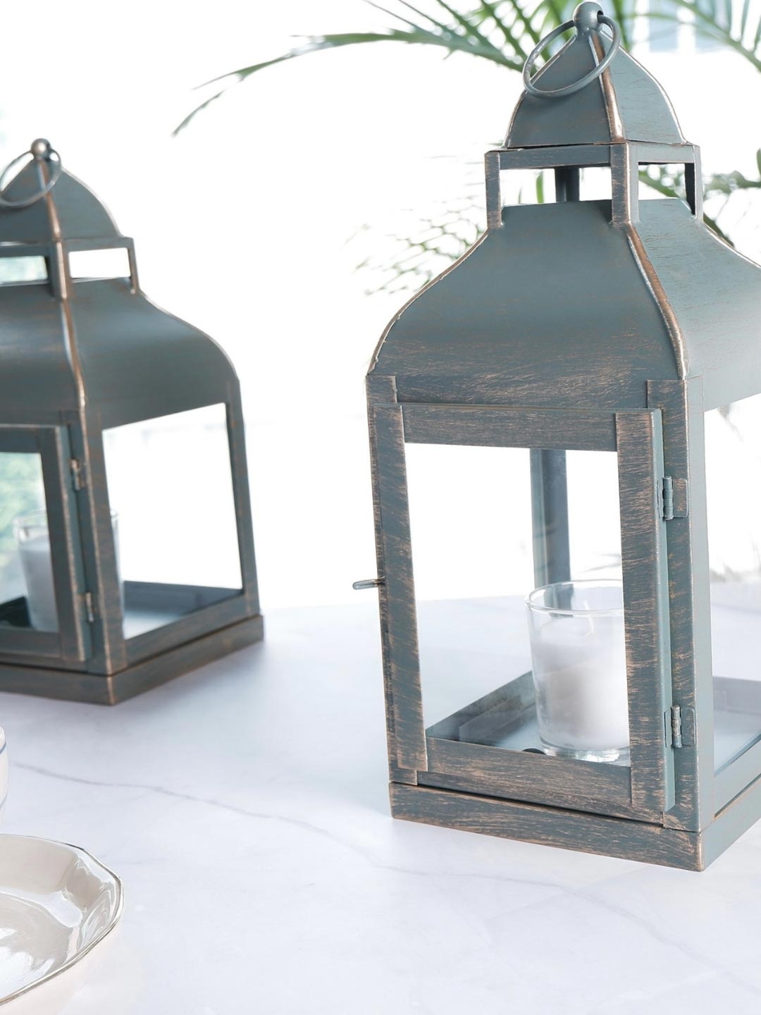 

BEHOMA 2 Pcs Green Lantern Shaped Wall Hanging Table Lamps