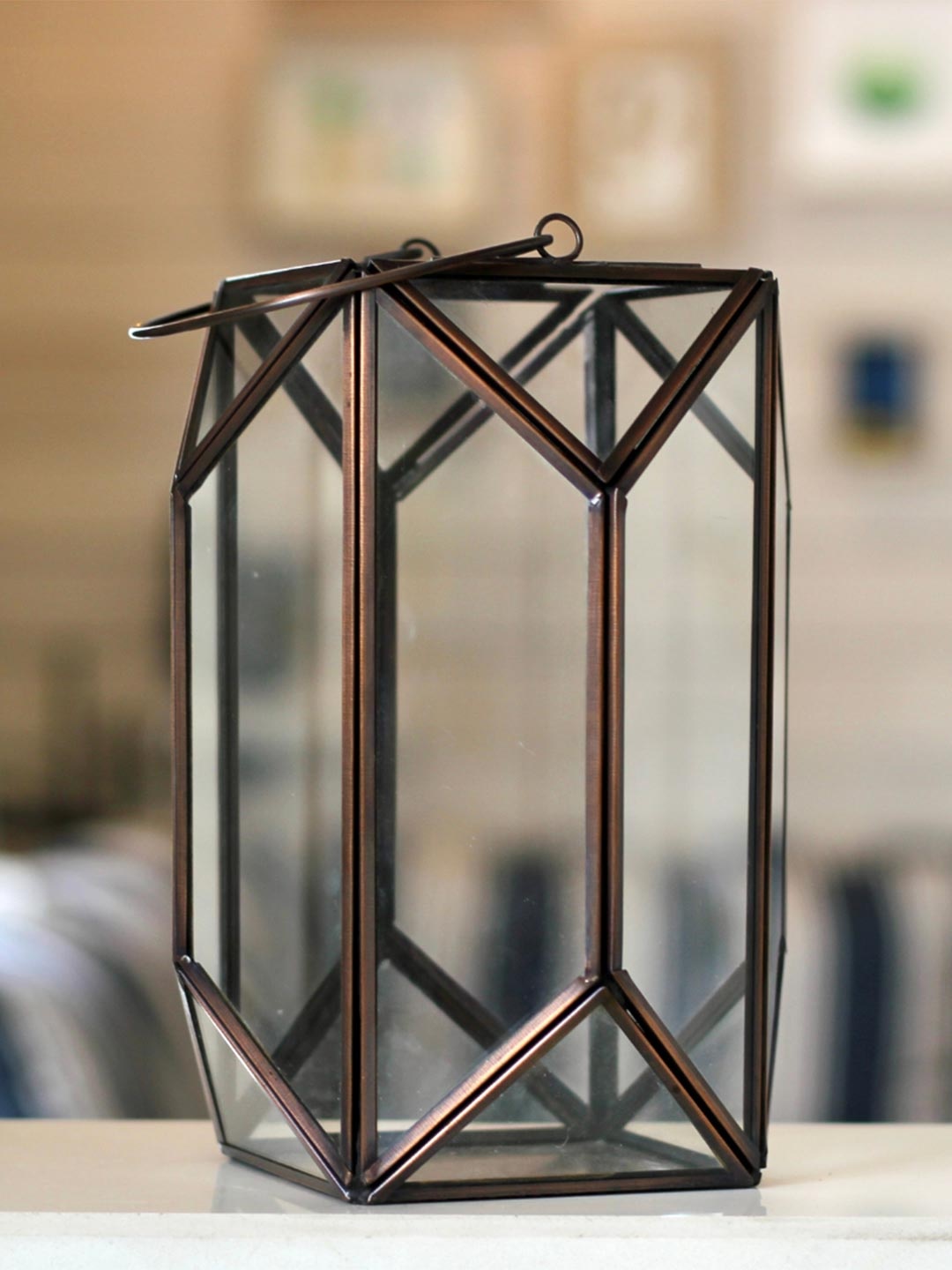 

BEHOMA Antique Copper Geometric Lantern - Large