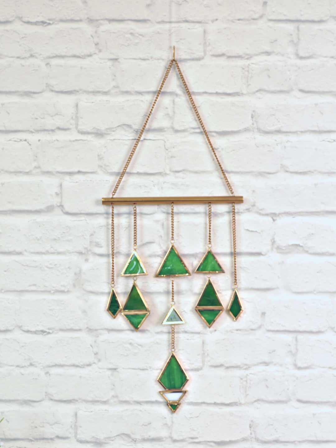 

BEHOMA Green Geometric Metal & Stained Glass Wall Hanging