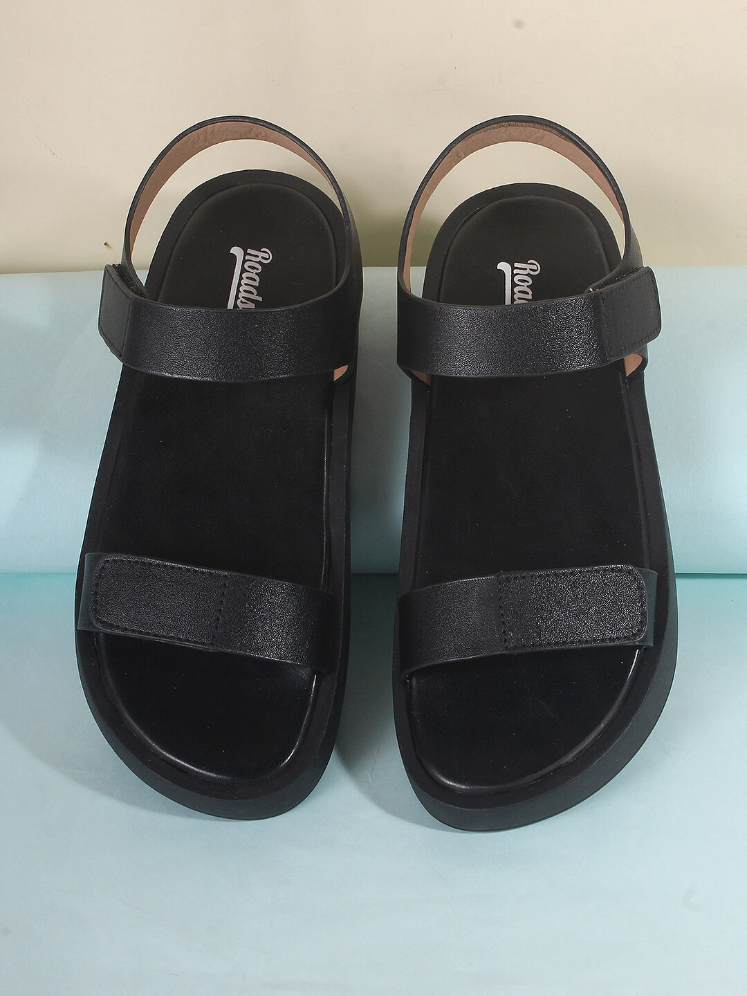

The Roadster Lifestyle Co. Black Open Toe Flats Flatform Heels