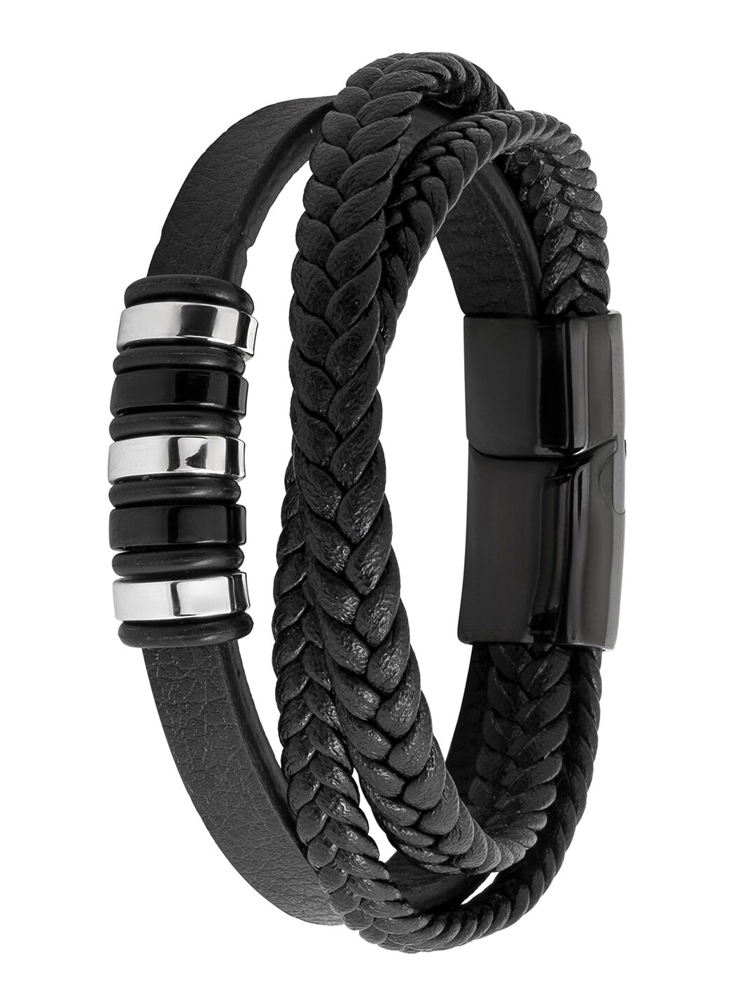 

bodha Men Leather Wraparound Bracelet, Black