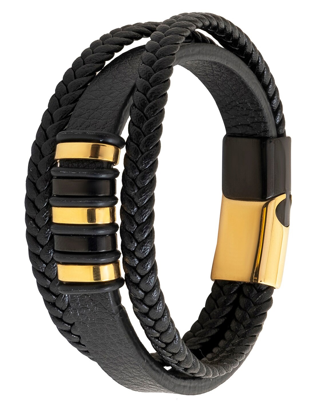 

bodha Men Leather Wraparound Bracelet, Gold