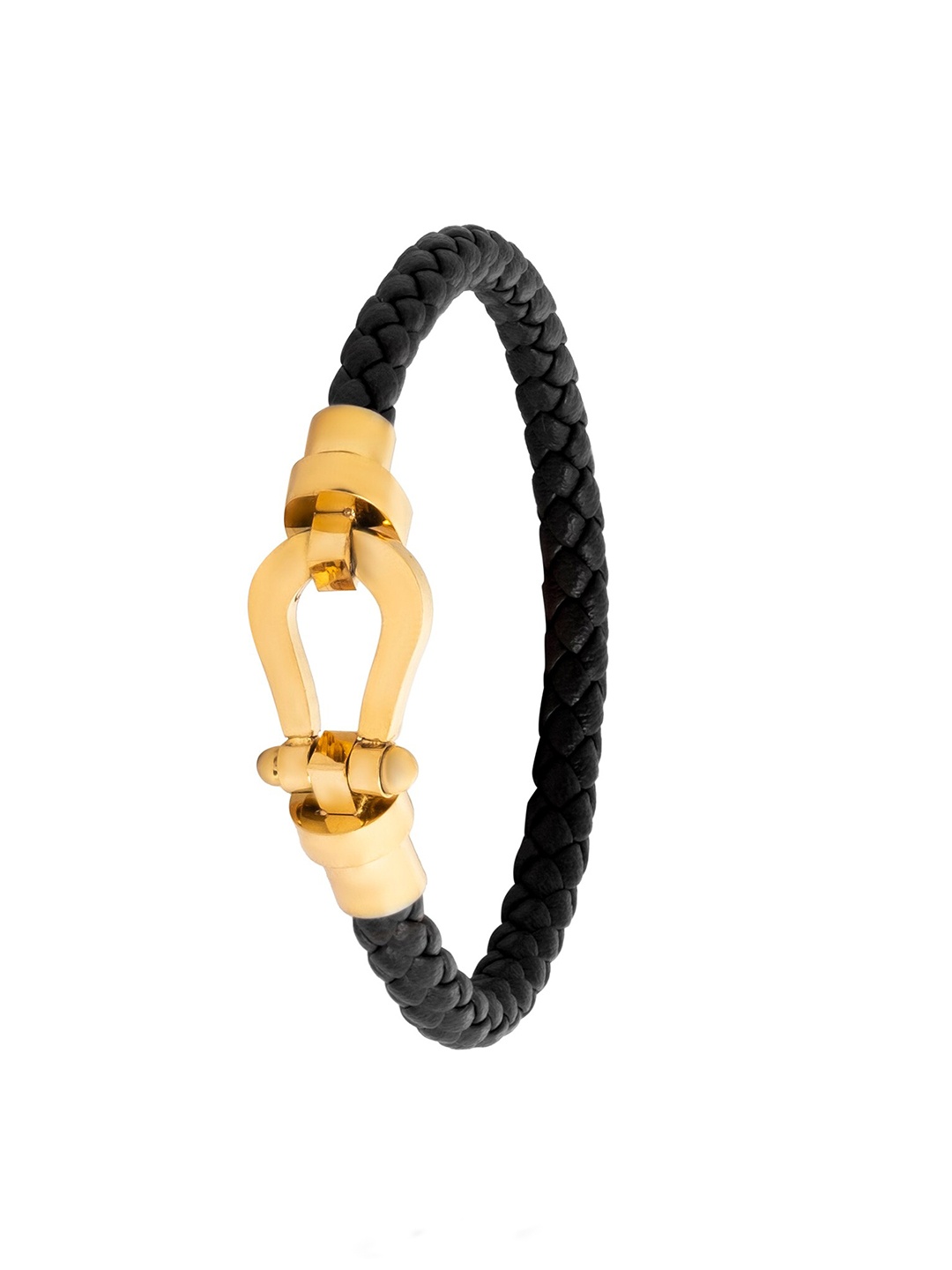 

bodha Men Leather Gold-Plated Wraparound Bracelet