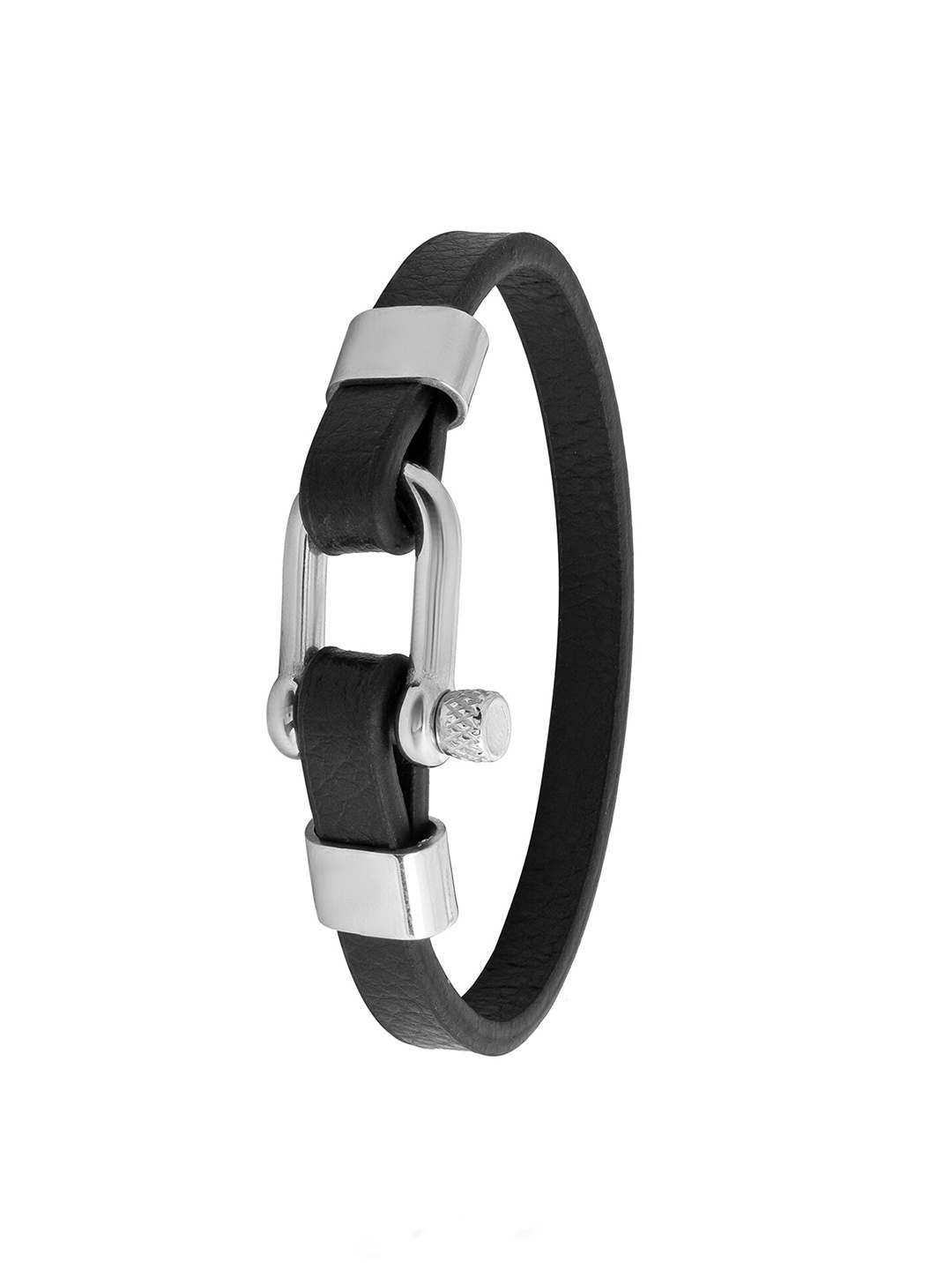 

bodha Men Silver-Plated Leather Wraparound Bracelet