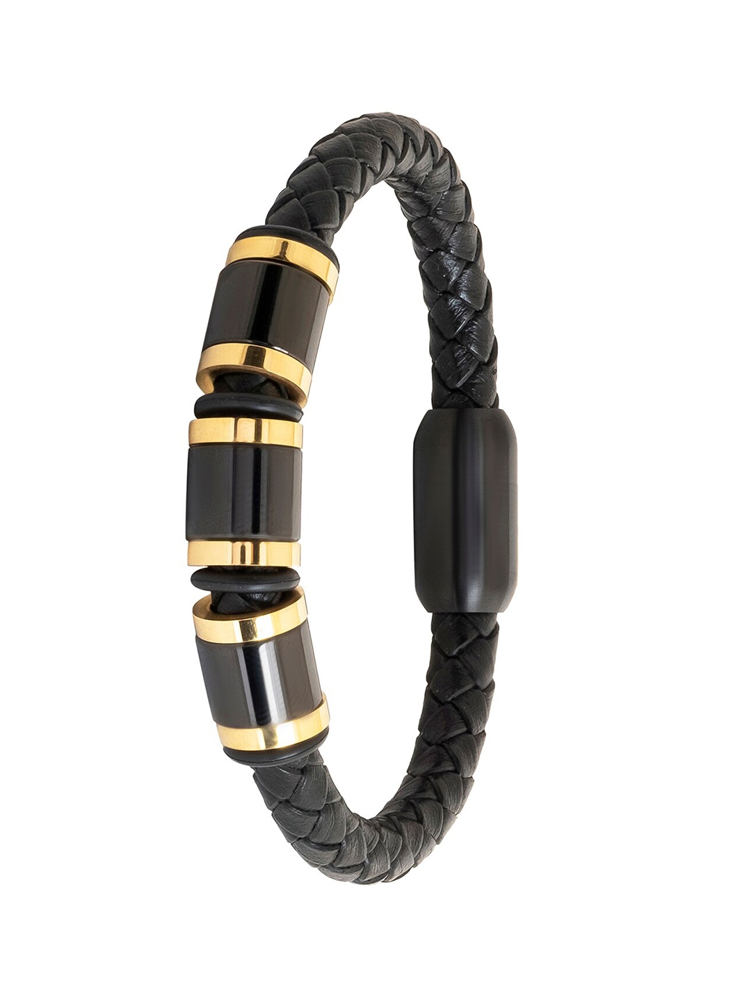 

bodha Men Leather Wraparound Bracelet, Gold