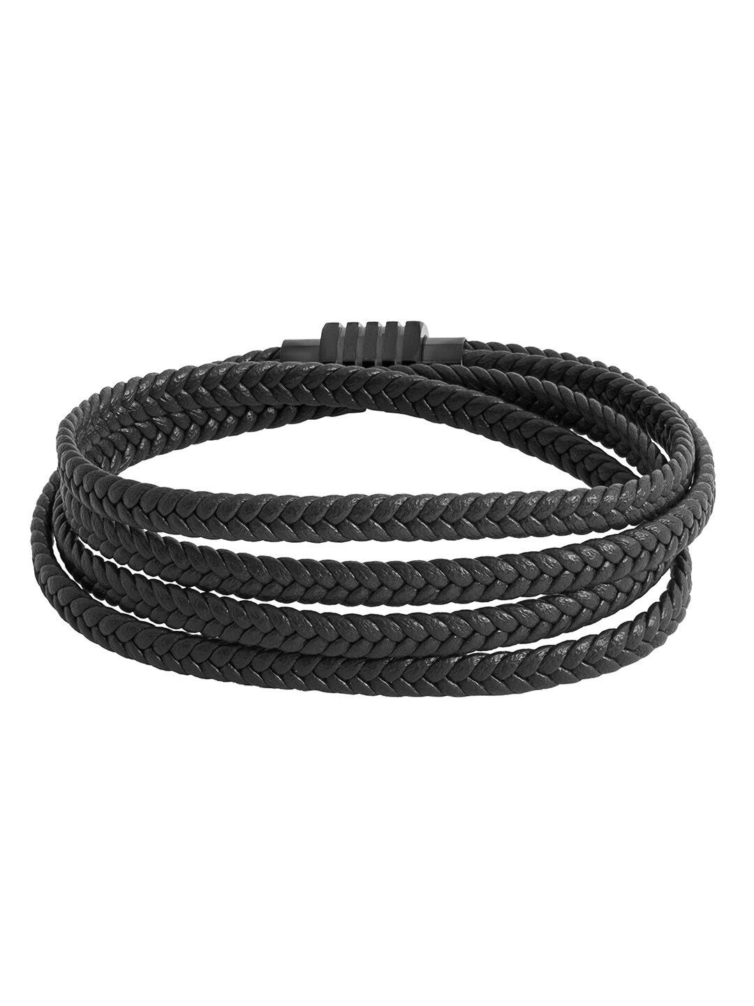 

bodha Men Leather Multistrand Bracelet, Black