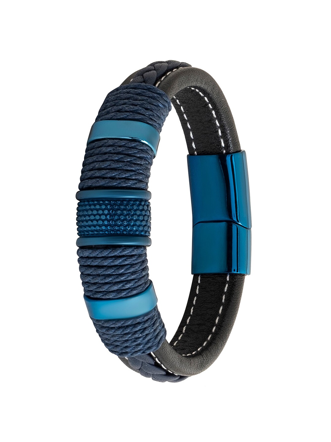 

bodha Leather Wraparound Bracelet, Blue