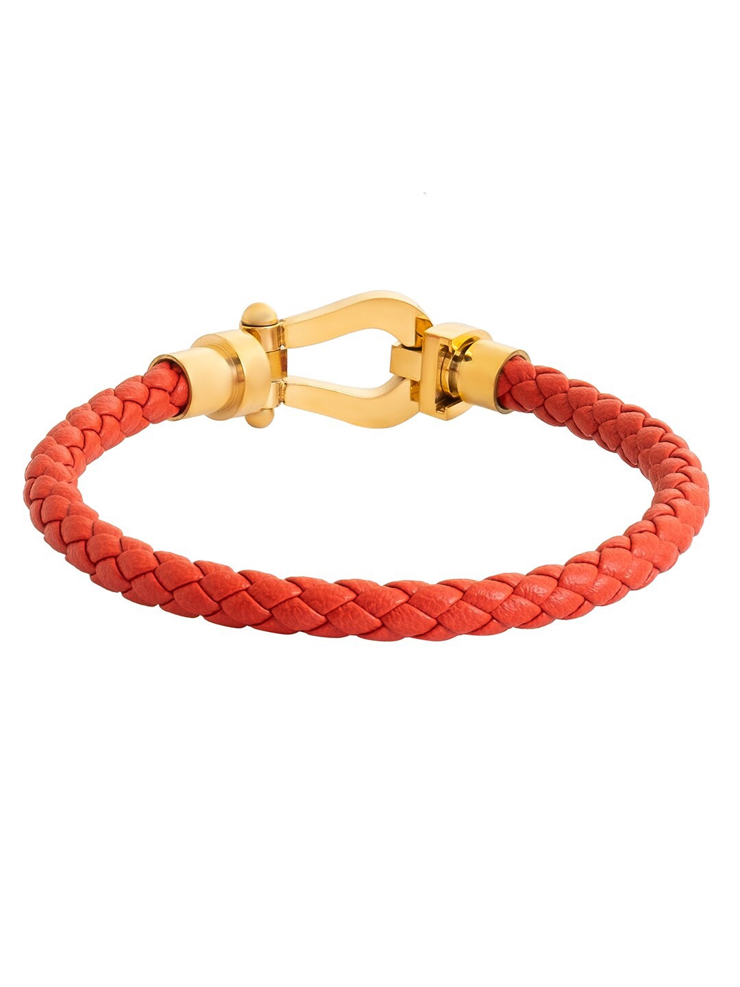 

bodha Men Leather Gold-Plated Wraparound Bracelet, Red