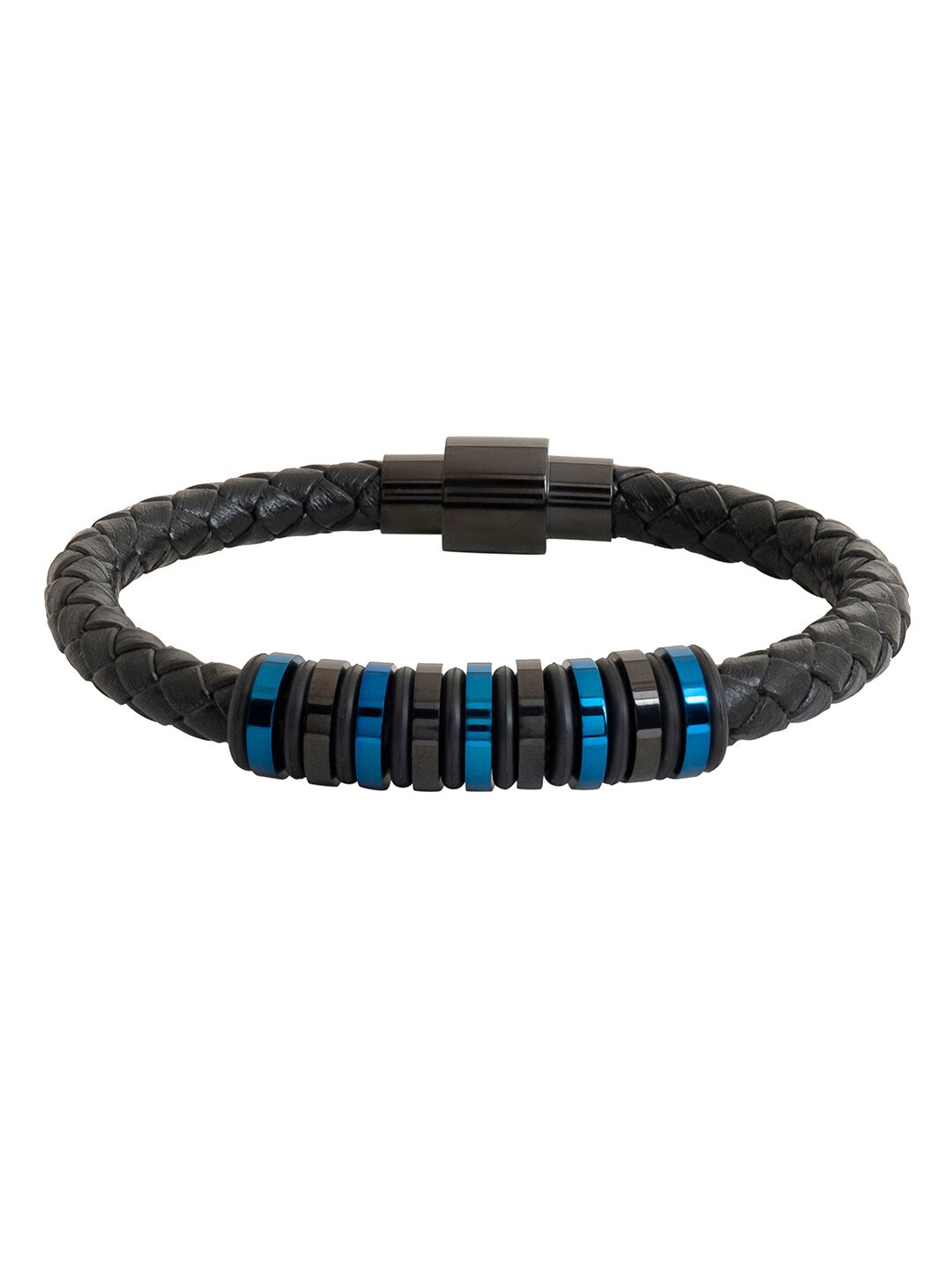 

bodha Men Leather Beaded Wraparound Bracelet, Black