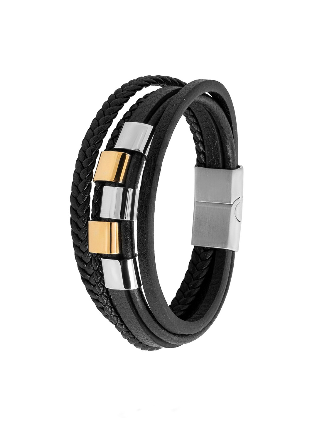 

bodha Men Leather Multistrand Bracelet, Gold