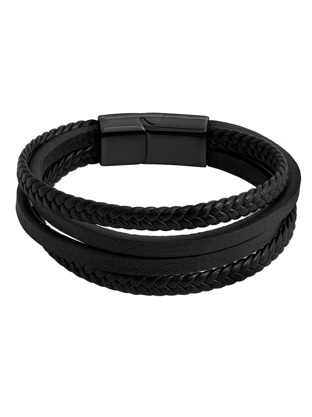 

bodha Men Leather Multistrand Bracelet, Black