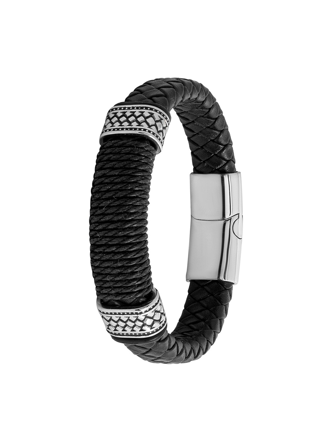 

bodha Leather Wraparound Bracelet, Silver