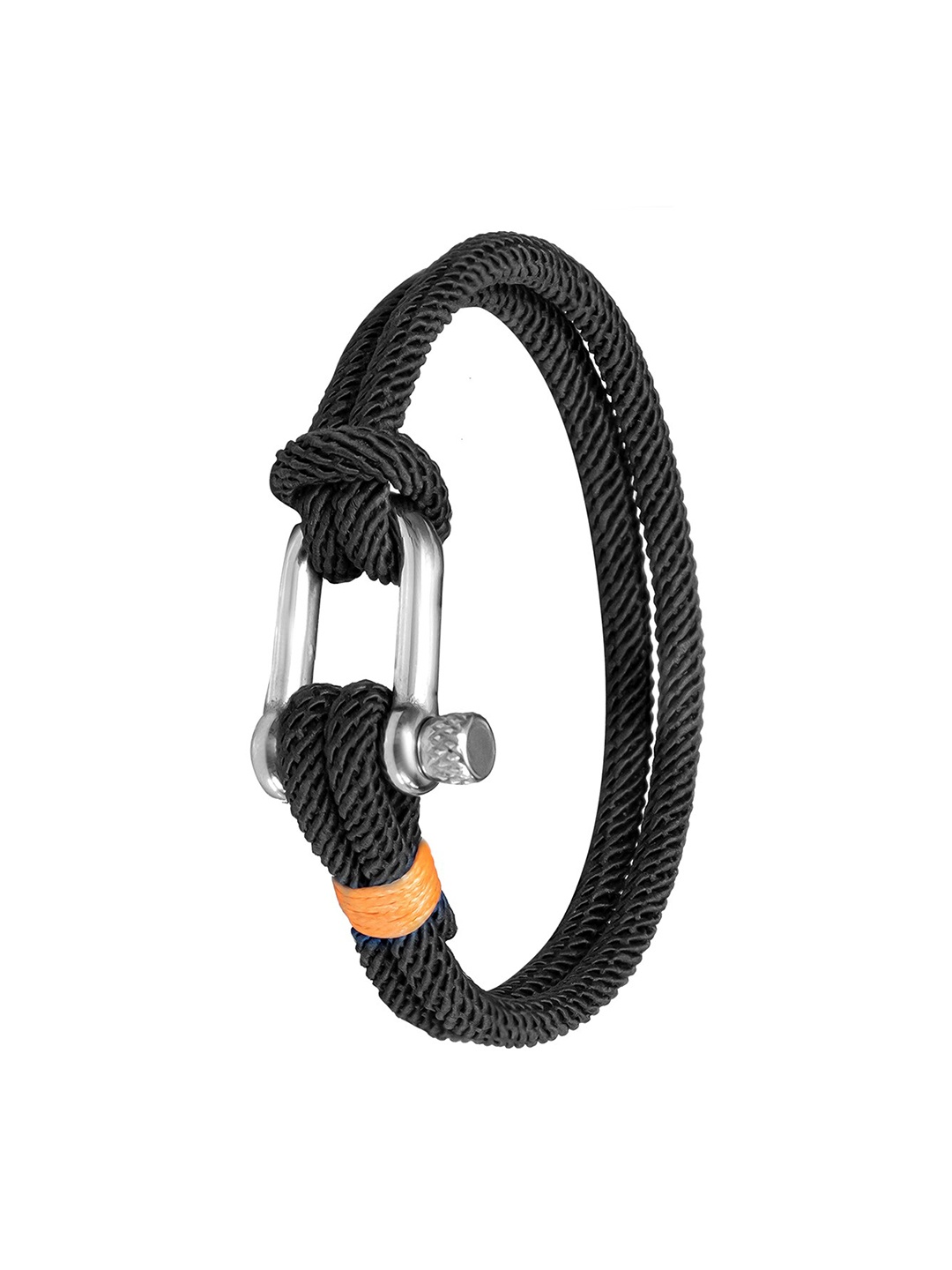 

bodha Men Silver-Plated Leather Multistrand Bracelet, Black