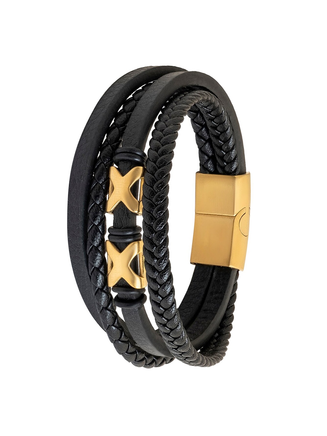 

bodha Men Leather Wraparound Bracelet, Gold