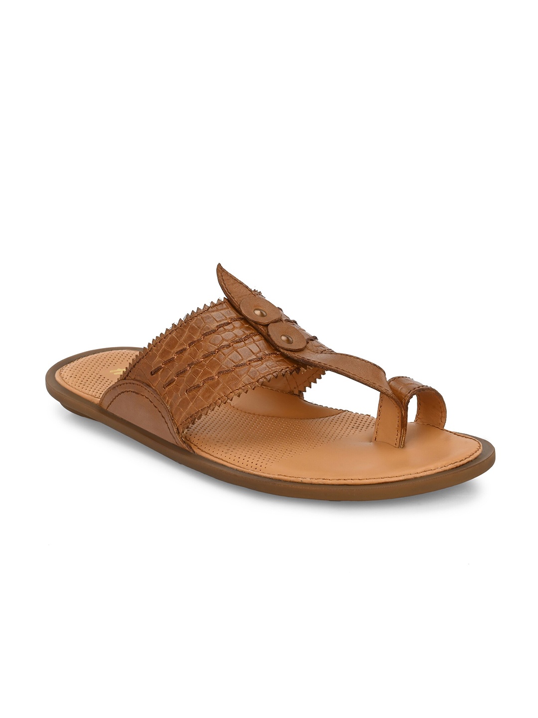 

Hitz Men Textured Leather Ethnic Comfort Sandals, Tan