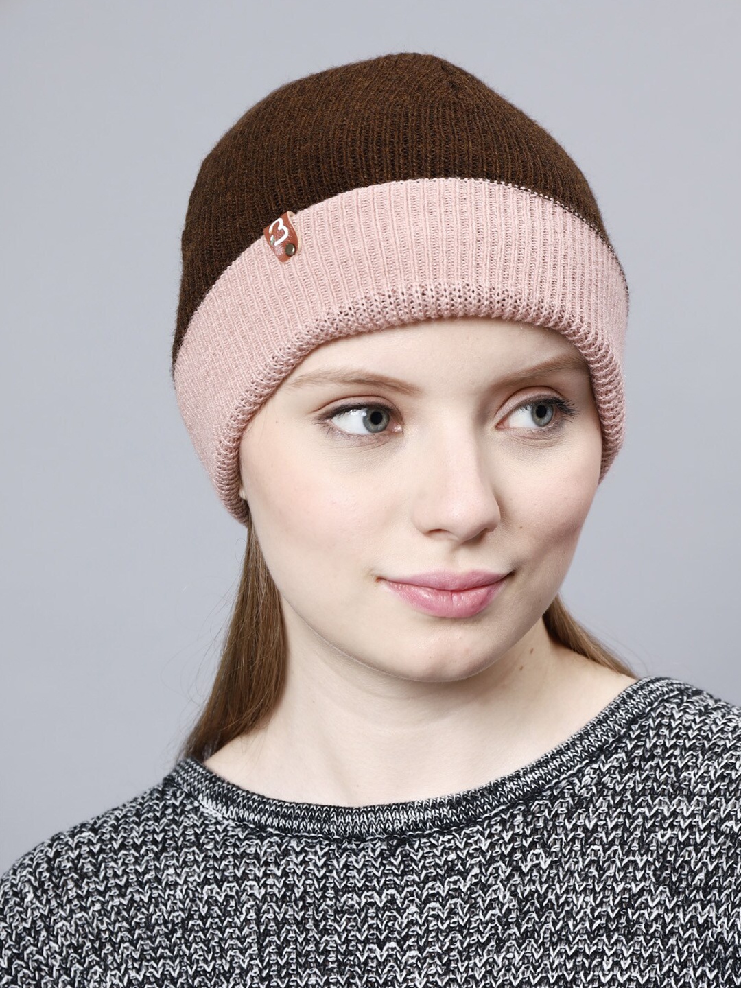 

Bharatasya Women Acrylic Beanie, Brown