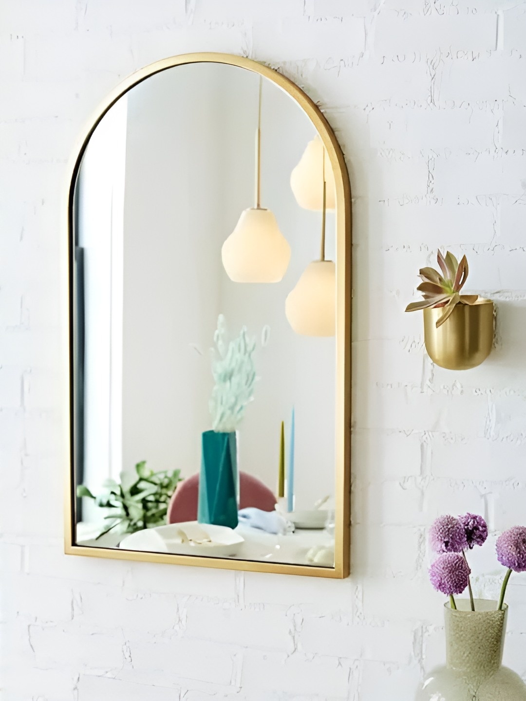 

CasaGold Beige Arch Metal Wall Mirror