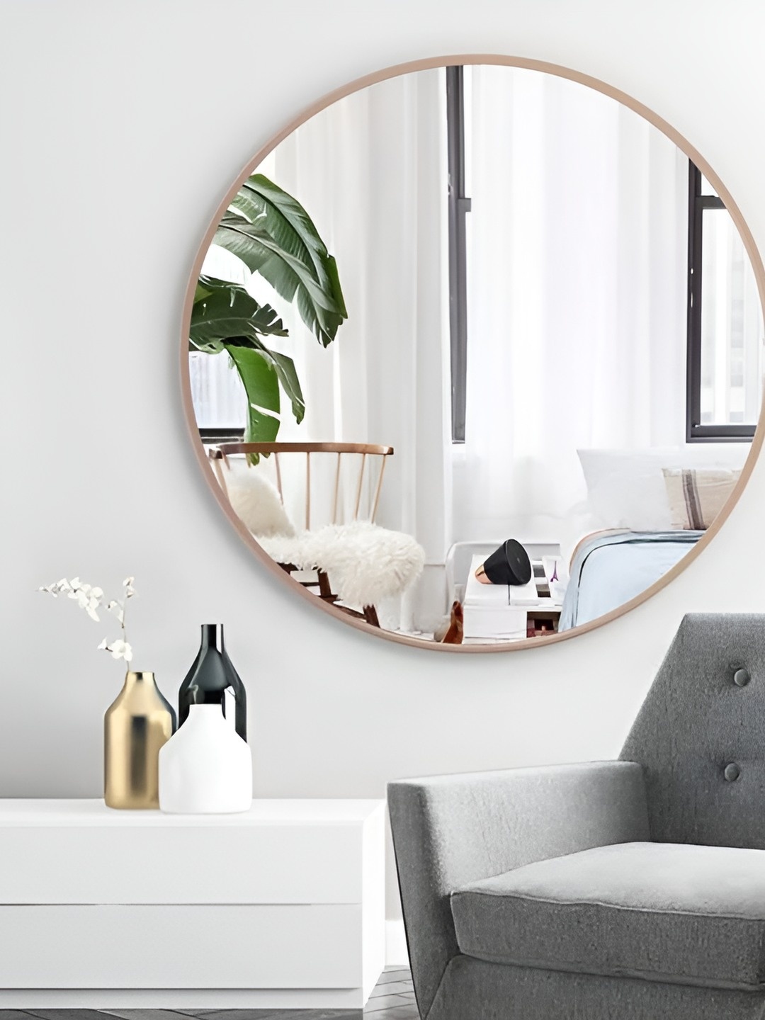 

CasaGold Metallic Toned Round Explosion proof Wall Mirror