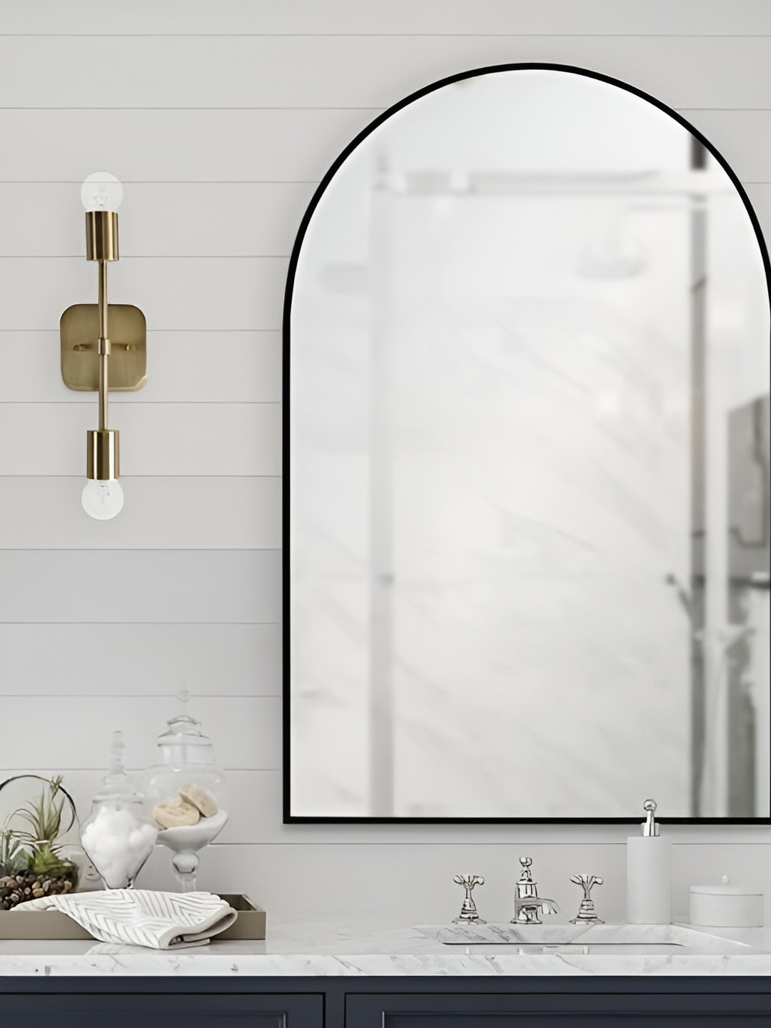 

CasaGold Black Arch Shaped Metal Framed Bathroom Wall Mirror