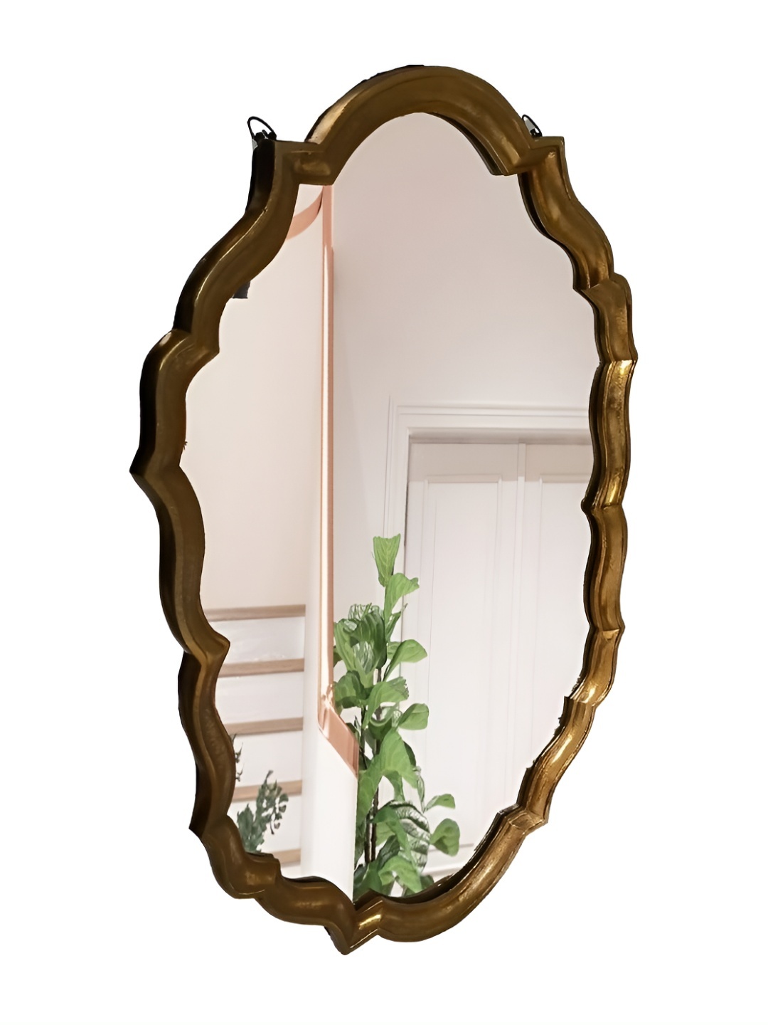 

CasaGold Yellow & Grey Metal Moroccan Antique Framed Oval Shape Wall Mirror