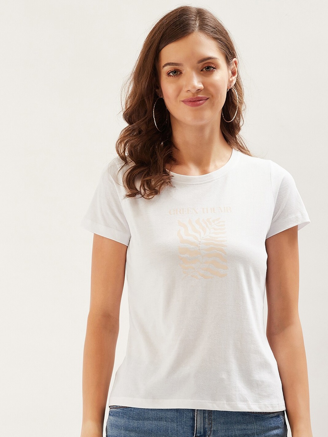 

ether White Graphic Printed Pure Cotton T-shirt