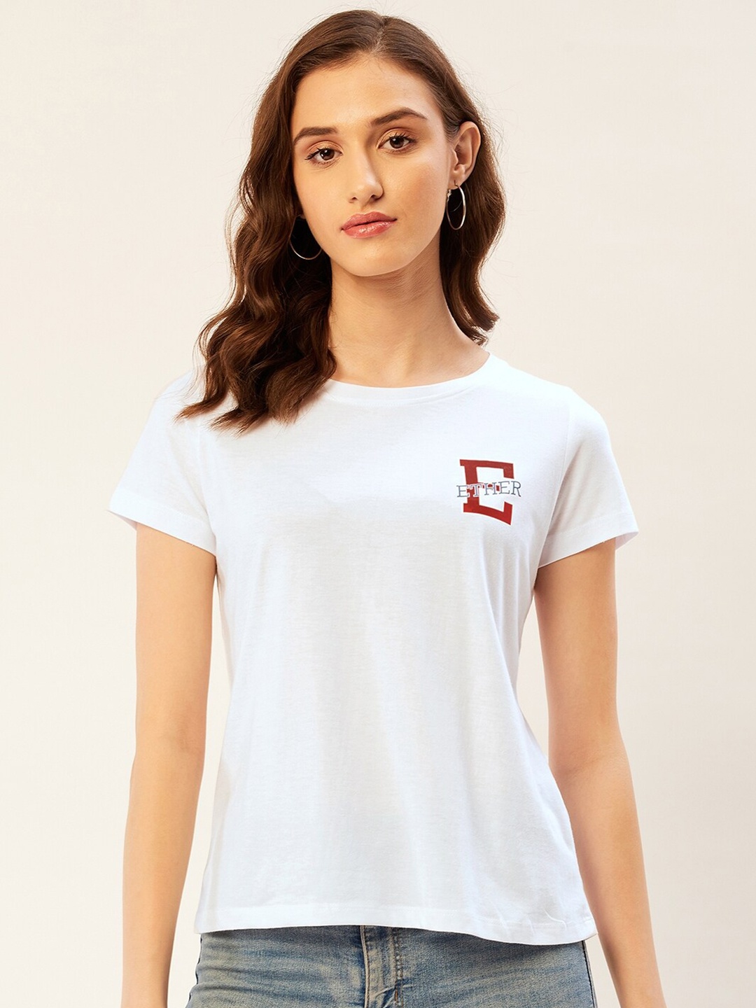 

ether White Brand Logo Printed Pure Cotton T-shirt