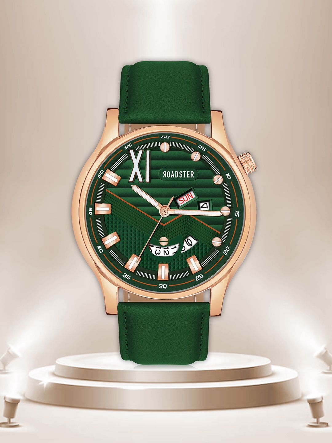

The Roadster Lifestyle Co. Green Men Leather Straps Analogue Watch RD-10-Green