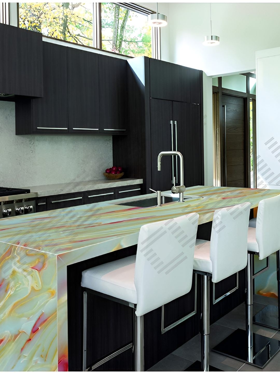

CVANU Pink & Yellow Self-Adhesive Marble Wallpaper