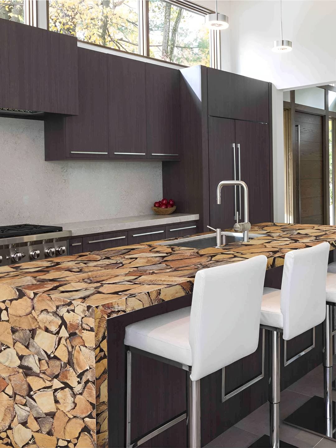 

CVANU Brown & Beige Wood Grain Self-Adhesive Vinyl Wallpaper