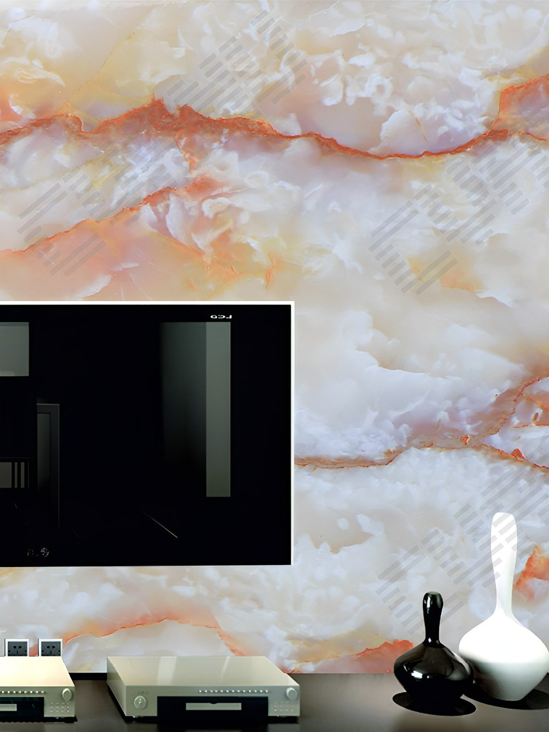 

CVANU Cream & Orange Marble Self-Adhesive Vinyl Wallpaper