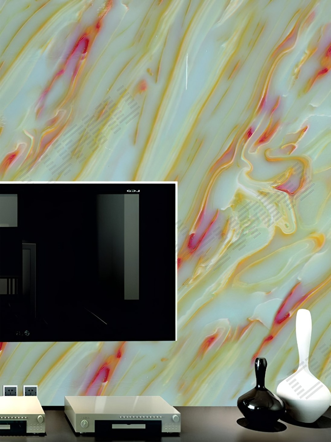 

CVANU Yellow & Blue Marble Self-Adhesive Vinyl Wallpaper