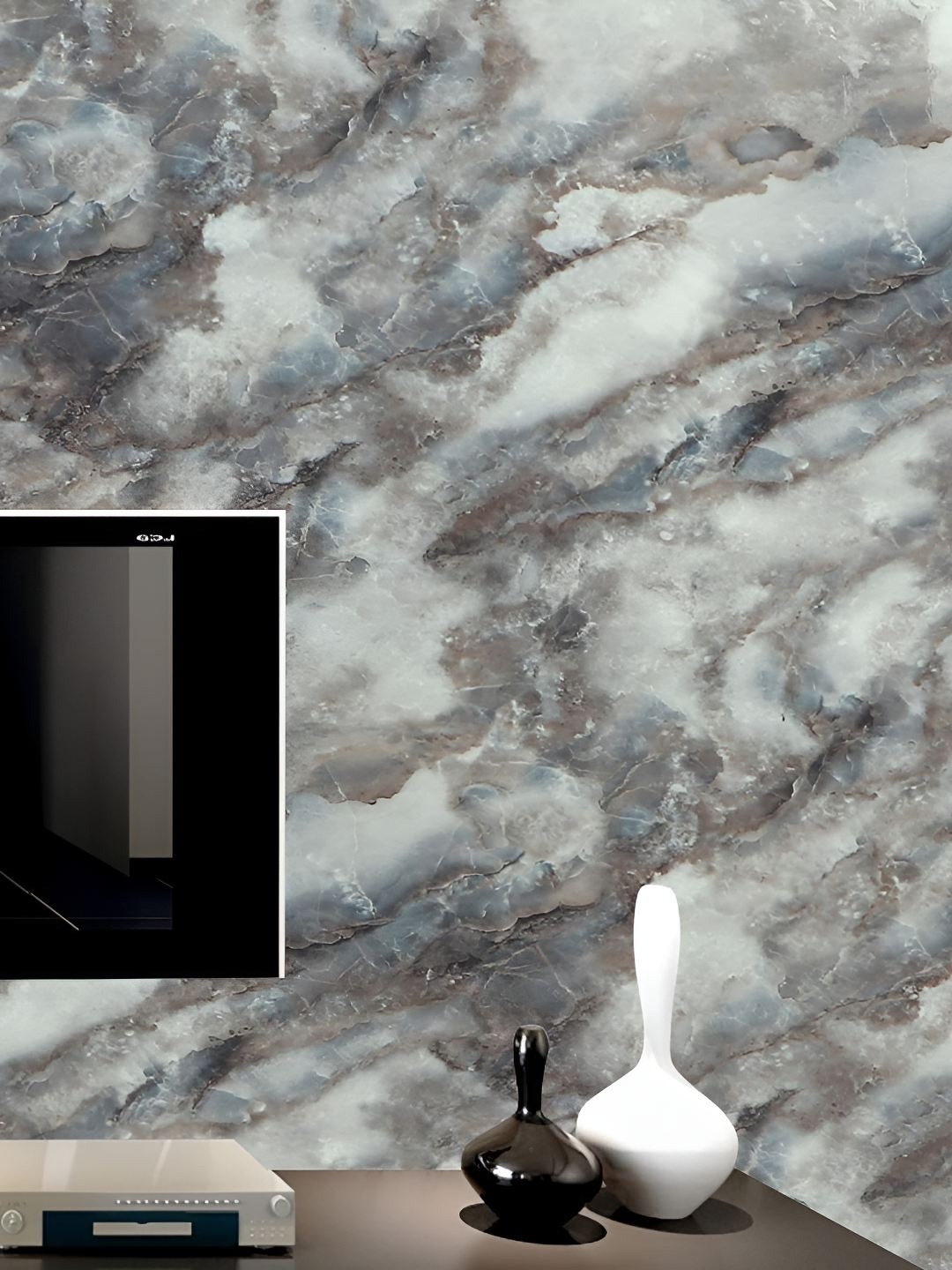 

CVANU Grey & White Self-Adhesive Marble Water Proof Wallpaper