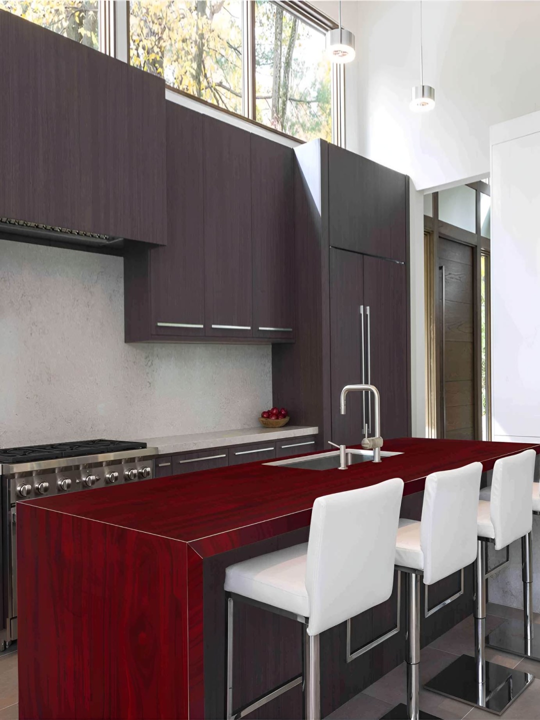 

CVANU Maroon Wood Grain Self-Adhesive Vinyl Wallpaper