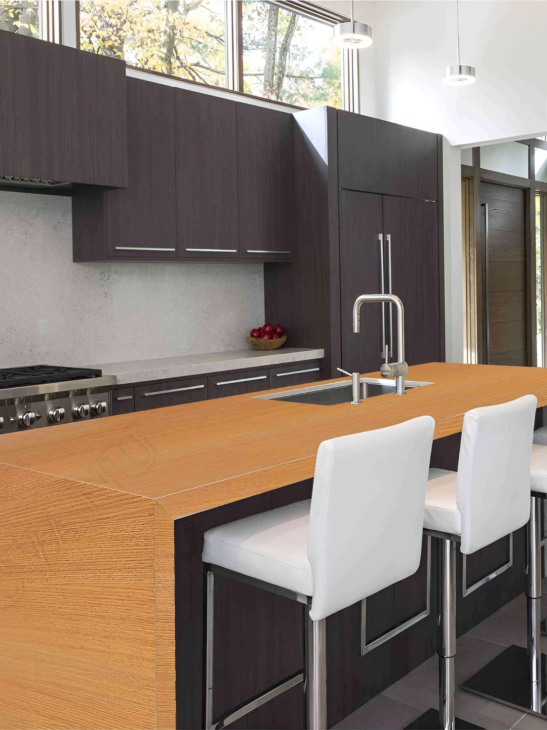 

CVANU Camel Brown Wood Grain Printed Self-Adhesive Wallpaper